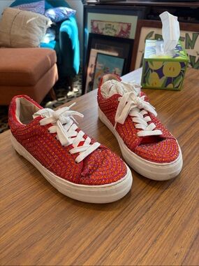 Betsey Johnson red rhinestone sneakers